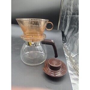 Vintage Melitta Pour-Over Brewer 4 Cup Cone Coffee Maker Glass Carafe W Lid